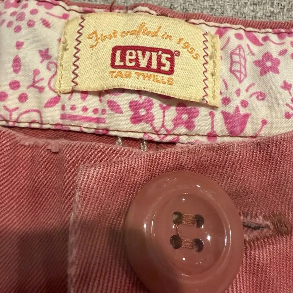 Vtg Levis Tab Twills Chino Shorts Womens Size 12 Coral Pink 2006 Y2K